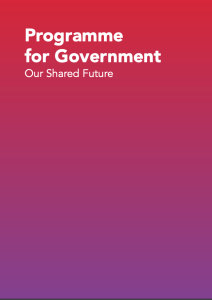 Cover of the Programme for Government 2020: Our Shared Future document