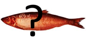 A red herring fish overlaid with a question mark, illustrating the article’s ‘red herring’ metaphor